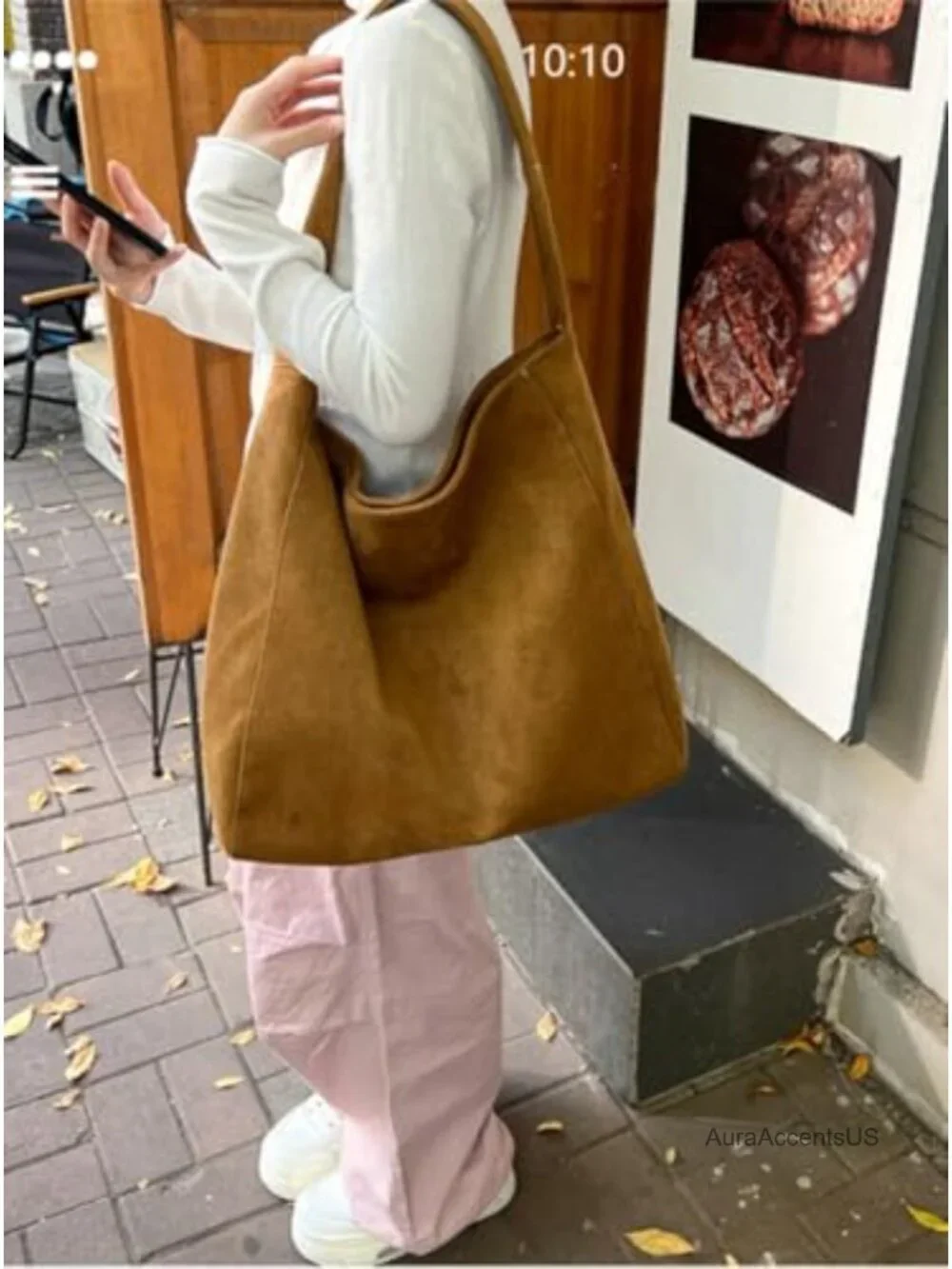 Faux Suede Hobo Bag Slouchy Shoulder Crossbody Purse Tote Handbag